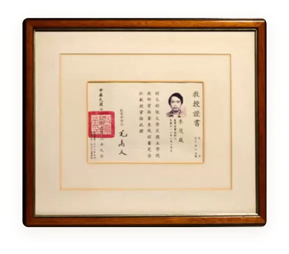 Professor certificate of Ministry of Education